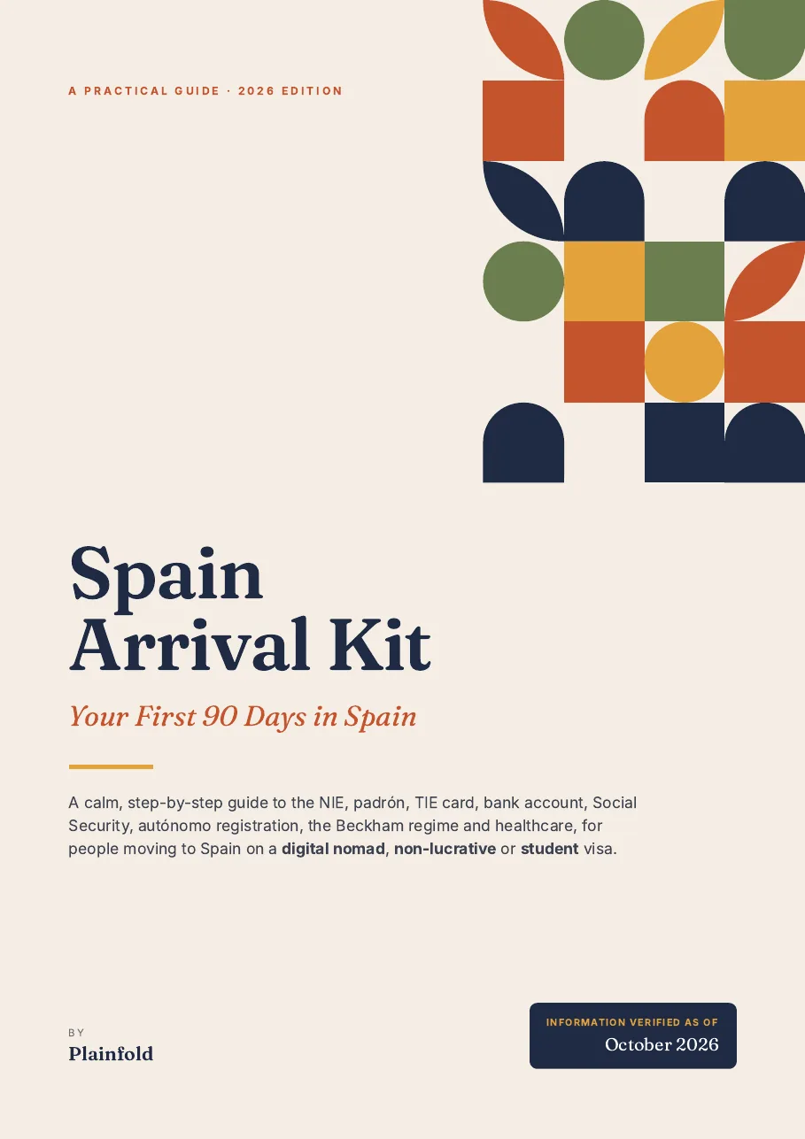 Cover of the Spain Arrival Kit: Your First 90 Days in Spain, by Plainfold